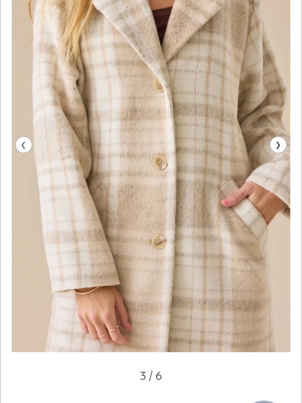 Altar'd State Cream and Tan Plaid Trench Coat